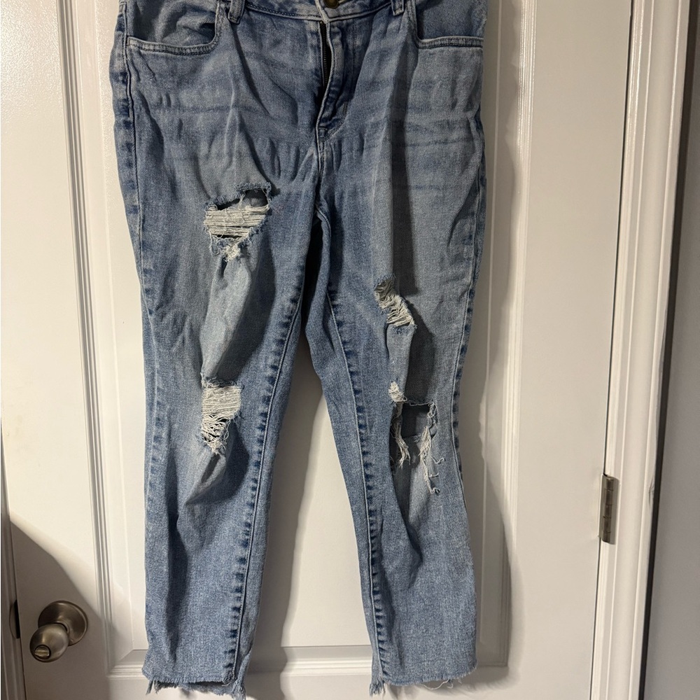 Maurices Light Blue Distressed Boyfriend Jeans